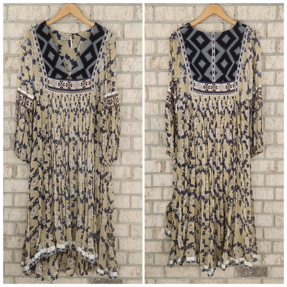 NWT Free People Bold Blooms Embroidered Boho Dress - Picture 3 of 9